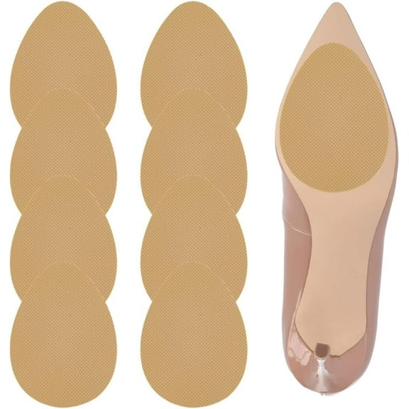 1 Box 8Pcs 4 Pairs Non Slip Shoe Sole Protector Brown Shoe Sole Grip Pads Safety Silicone Bottom Grips Oval Cuttable Comfort Cushions for High Heels Leather Casual Footwear Easy to Apply