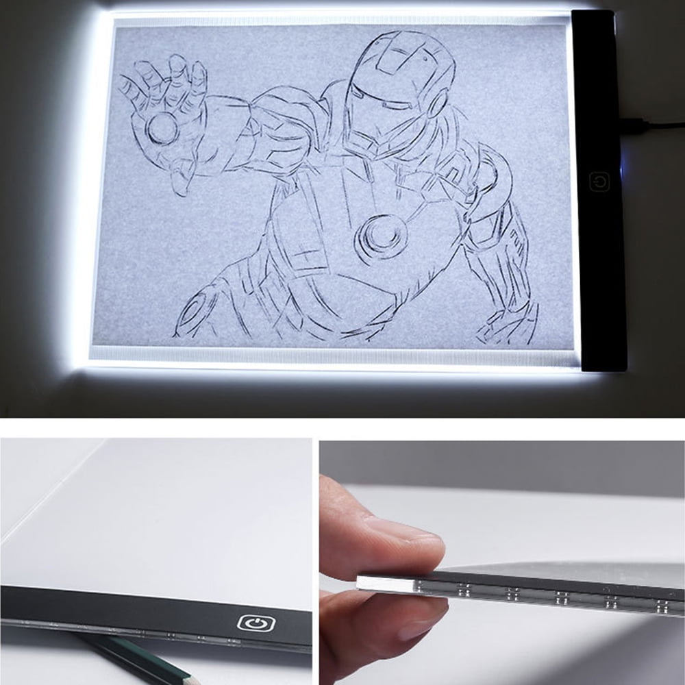 Yalatan LED Light Box Artist Thin Art Stencil Board Tracing Drawing Board Flat LED Drawing Board USB Powered A4 Copy Station 
