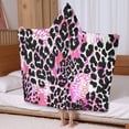 thumbnail image 5 of Pink Leopard Pattern Hooded Bath Towel，60"x35" for Ages 3 To 12 Kids, Quick Dry Lightweight Soft Microfiber Hood Beach Towel Cover Up for Kids, 5 of 7