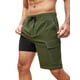 thumbnail image 1 of Bañador SILKWORLD para hombre con forro de compresión, color verde militar, 1 of 6