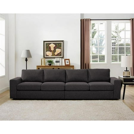 Hill Linen - Bowery Hill Jules 4 Seater Sofa in Dark Gray Linen