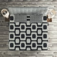 thumbnail image 3 of Ambesonne Abstract Quilted Coverlet 3 Pcs, Modern Pavement Mosaic, King Size, Black Pale Grey White, 3 of 4
