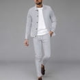thumbnail image 2 of Stamozd Outfits for Men Dressy Casual Long Sleeve Jacket and Trousers Pants with Pocket Spring Summer Track Suits Mens Clothes Gray S, 2 of 5