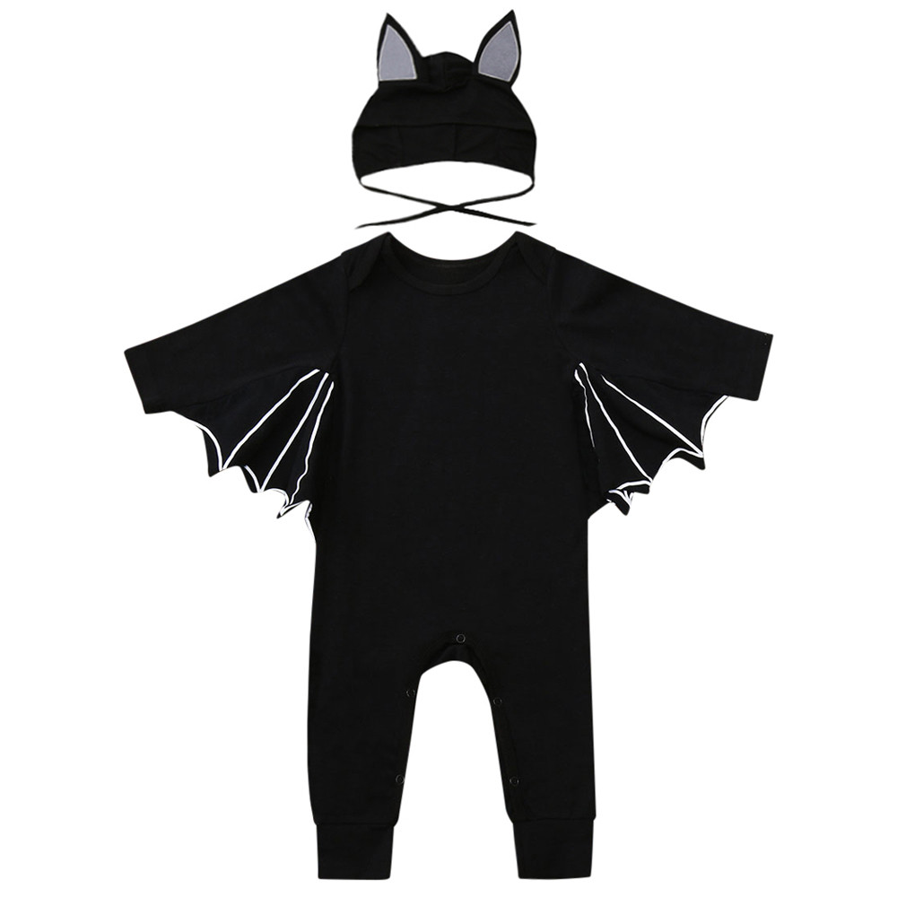 Newborn Baby Boys Girls Halloween Cartoon Cosplay Costume Romper Hat Outfits Set