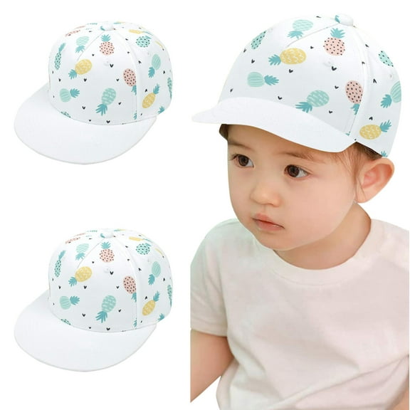 2PCS Hat White Cotton Baby Sunhat Adjustable Trucker Flat Eaves Beret Baseball Cap Toddler Summer Hats