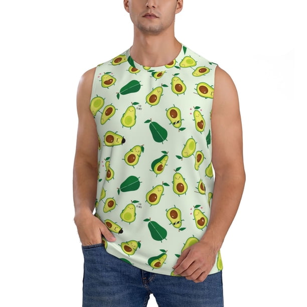 Fotbe Cartoon Fruit Men's Camiseta sin Mangas Estampada para Hombres, Playera Casual para Gimnasio, Entrenamiento, Playa-3X-Large