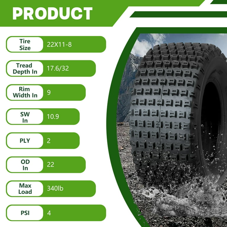 Hi-Run Knobby SU17 Rear 22x11-8 2PR ATV/UTV Tire - Walmart.com