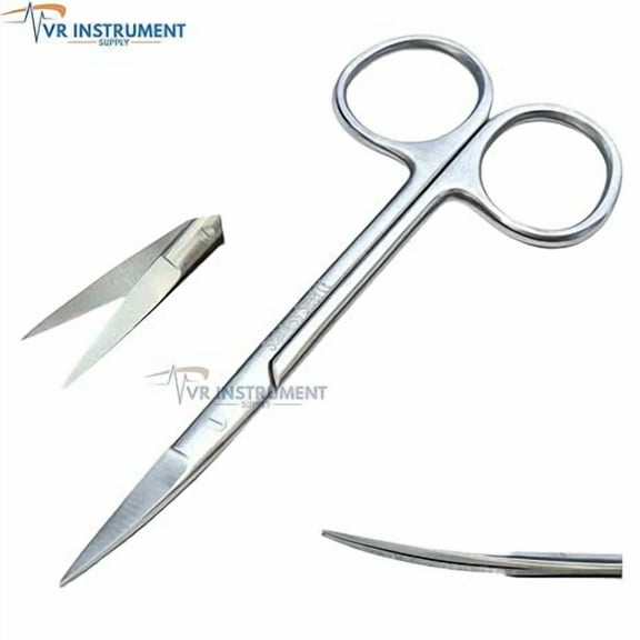 VR Instrument Supply Iris Scissors Curved 4.5" Stainless Steel Precision Tool with Fine Point