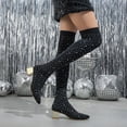 thumbnail image 6 of Mostsola Thigh High Boots for Women Pointed Toe Rhinestone Stretch Knit Over the Knee Boots, 6 of 9