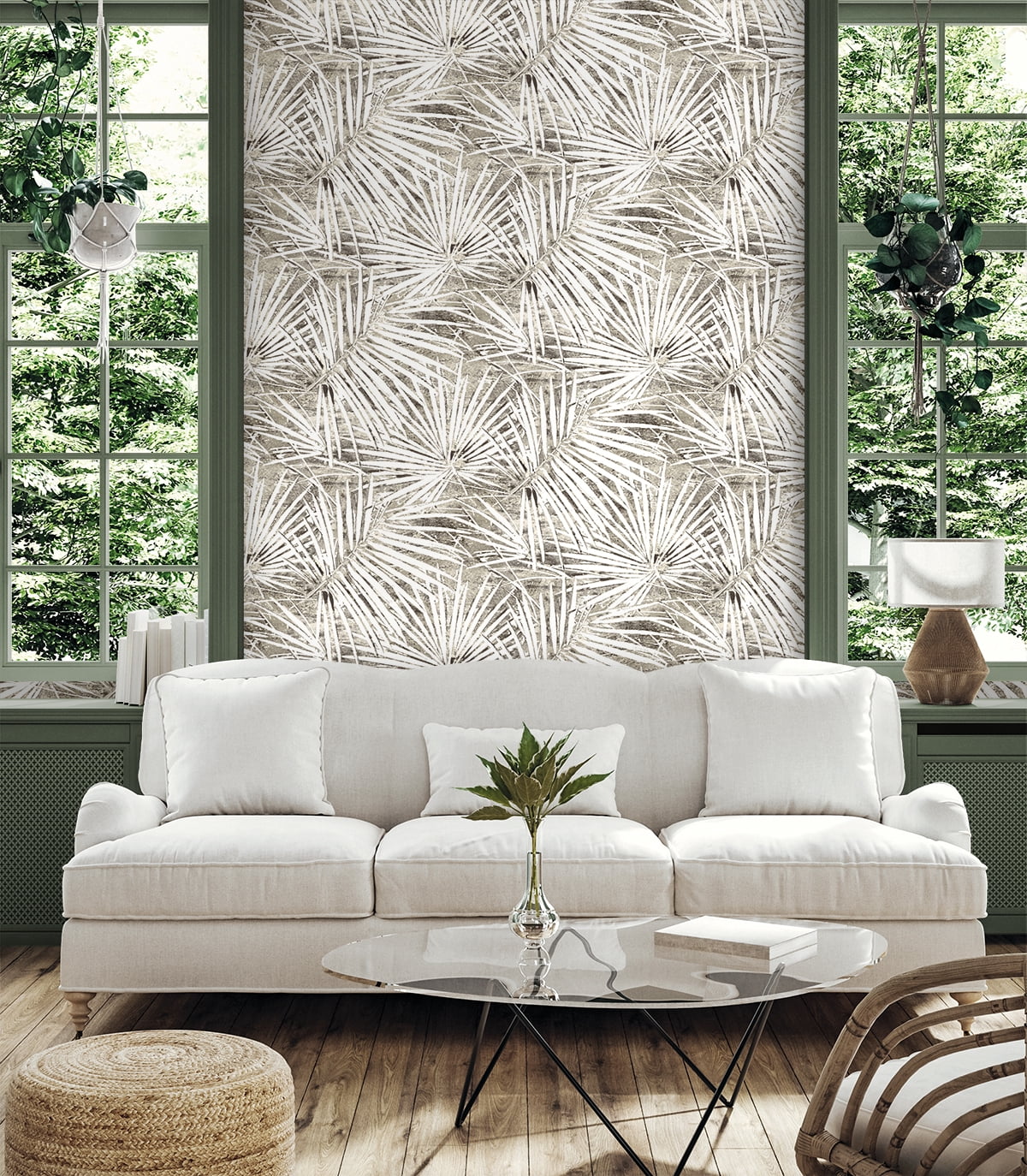 Stacy Garcia Home Pavestone Fossil Palm Peel and Stick Wallpaper - 20.5 in. W x 10 ft. L Roll