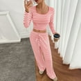 thumbnail image 3 of FNFYFH 2 Piece Lounge Sets for Women Fall Striped Slim Outfits Long Sleeve Wide Leg Tracksuits Womens Casual Loungewear Two Pcs Matching Set, 3 of 7