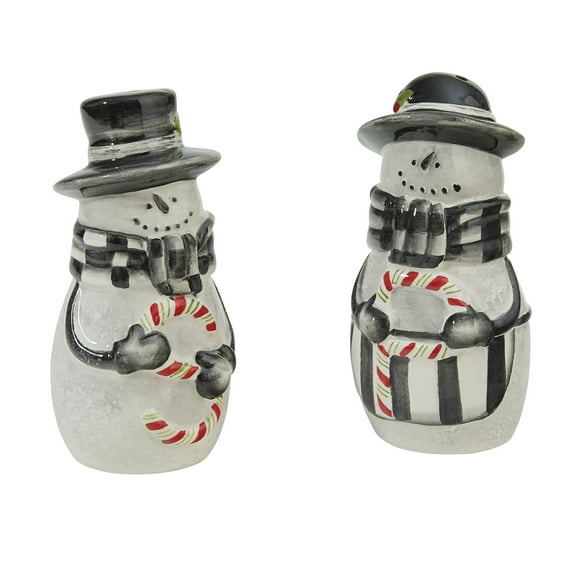 Park Designs Sketchbook Snowman Couple Salt and Pepper Set