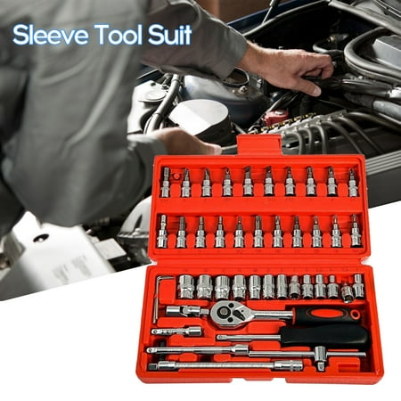 

Htovila 46PCS Suit Compact And Convenient Quick Ratchet Sleeve Auto Sleeve Auto Protection Tool Set Hardware