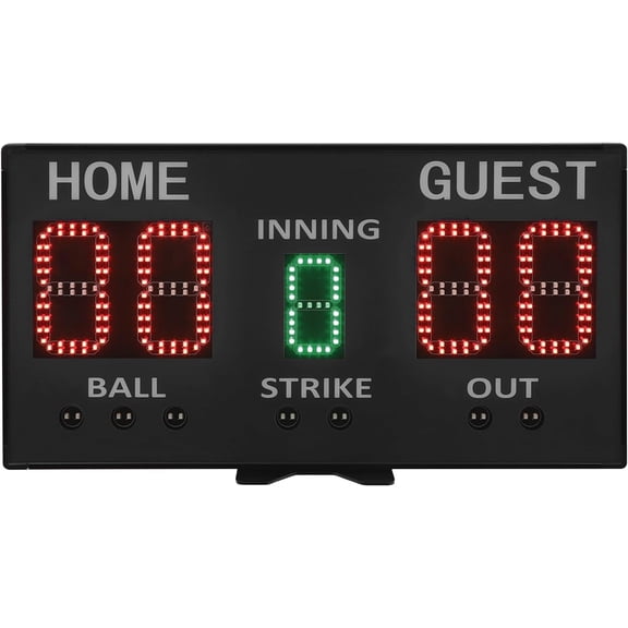LED Scoreboard Electronic Digital Scoreboard with Remote Control and Base Bracket Portable LED Score Keeper Digital Baseball Game Score Board for Competitive Games Five-digit 18.8*9.8*0.9in (Black)