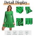 thumbnail image 5 of Cuteduck Women's Fall Casual Long Sleeve Dress Ribbed Round Neck Loose Boho Midi Ruffle Dress S-2XL, 5 of 9