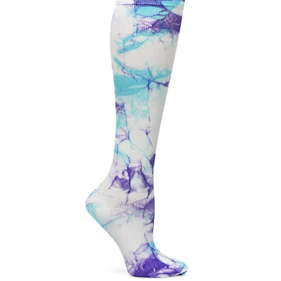 Nurse Mates EKG Heart and Holiday Compression Trouser Socks, Lilac/Aqua, One Size