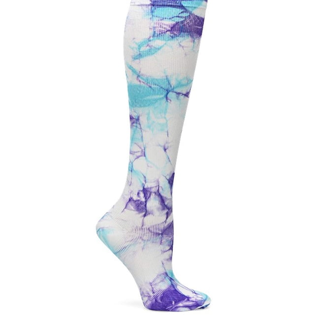 Nurse Mates EKG Heart and Holiday Compression Trouser Socks, Lilac/Aqua, One Size