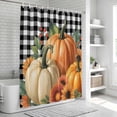 thumbnail image 6 of Orange Pumpkins Fall Shower Curtain, Waterproof Shower Curtains for Bathroom, Plaid Thanksgiving Maple Leaf Washable Fabric Bathtub Curtain Set Bath Decor with 12 Hooks 72"x78", 6 of 8