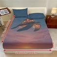 thumbnail image 3 of Jiueut Turtle Lantern Pattern Queen Size Bed Sheet Set, 3 Pieces Fitted Sheet with 9.8" Deep Pocket 2 Comfortable Pillow Cover Bedroom Decoration with Elastic Band, 3 of 7