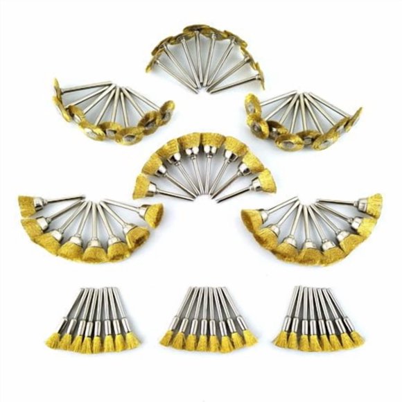 Merryland Wire Brush Mini Brass Brush for Dremel 72 Pack, Pen Brush Wheel Brush Cup Brush 24 Pack for Each, Polish Brush End Brush Mini Rotary Tool Accessory, RMTA072C2