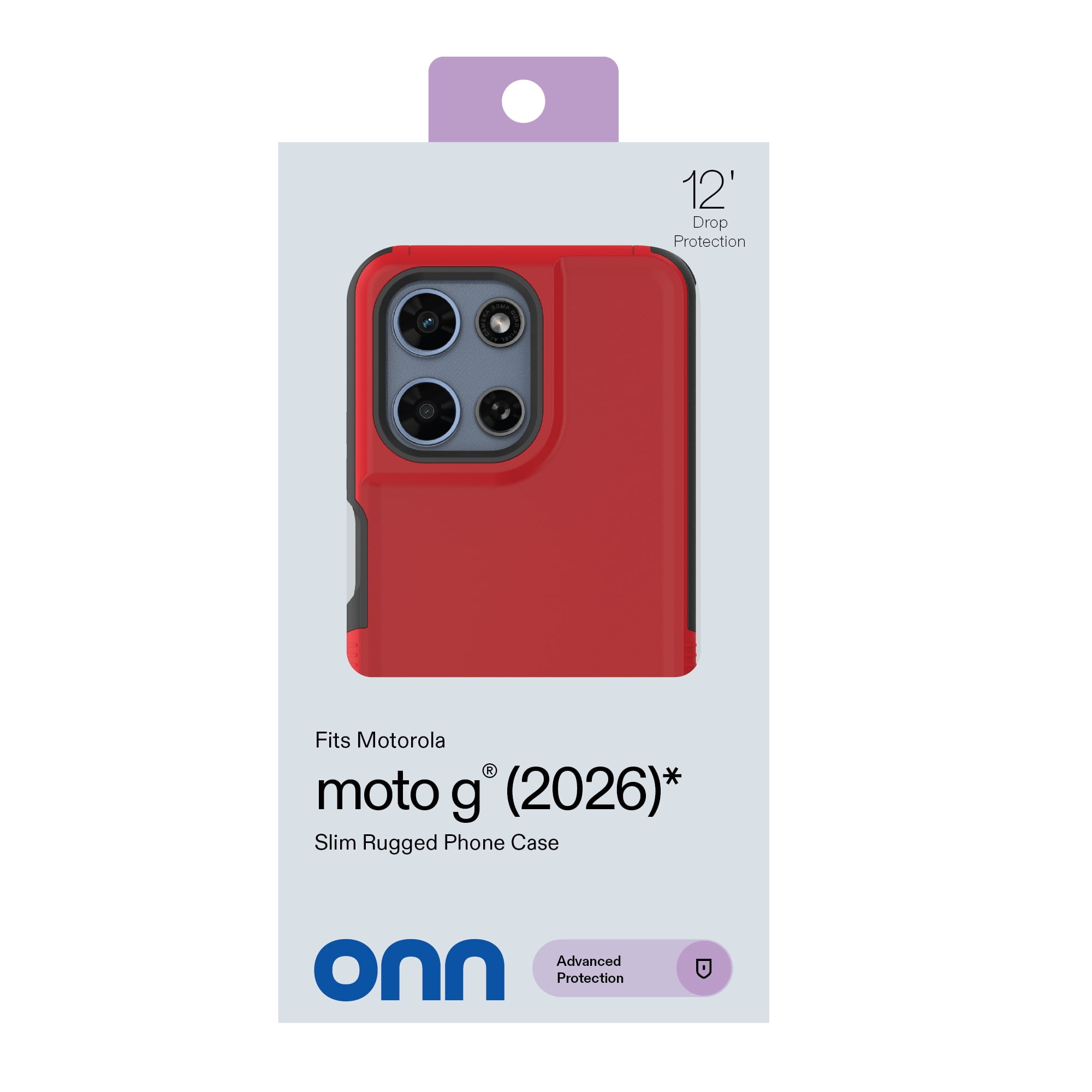 onn Slim Rugged Phone Case for Motorola moto g (2026) - Red/Black