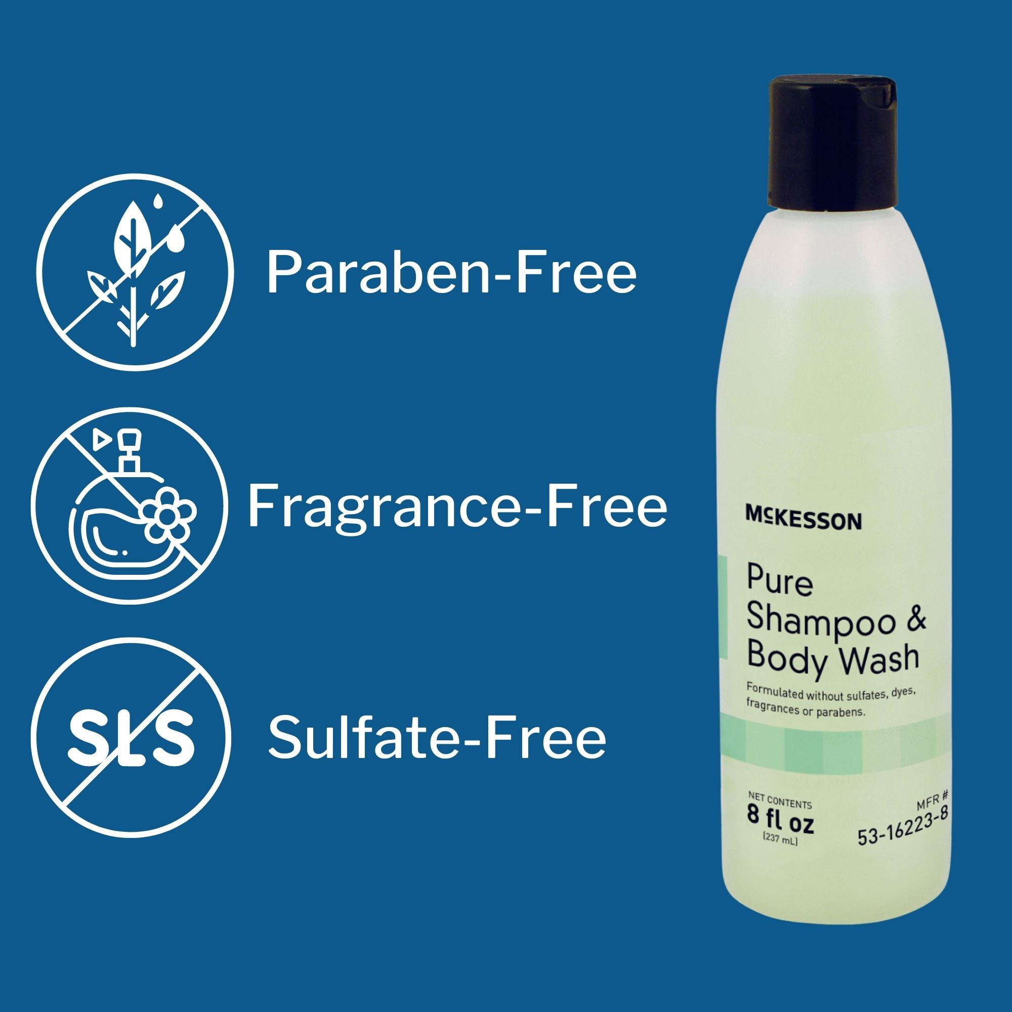 McKesson Shampoo and Body Wash, Fragrance-Free, Flip-Top Bottle, 8 Ounces, 48 Ct