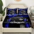 thumbnail image 3 of Erosebridal Fast Car Sheet Set Twin,Black Blue Bedding Sets Twin Size,Car Theme Twin Sheet Sets,Microfiber Geometric Room Decorative,3pcs, 3 of 7