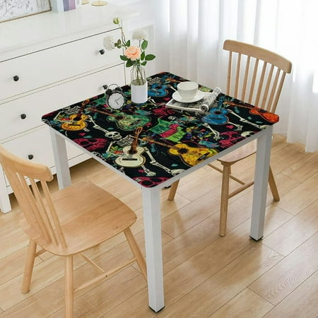 

Mexican Art Music Dance Square Tablecloth Small Table Cloth for Square or Round Table Wrinkle-Resistant Table Cover Waterproof Washable Tablecloth for Dining Kitchen Party