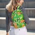 thumbnail image 6 of Rateoe St Patrick's Day6 Pattern Canvas College Laptop Backpack,Travel Daypack,Durable Rucksack Travel Notebook Bag School Backpack Book Bag for Men Women-Medium, 6 of 7