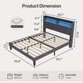 thumbnail image 5 of Full Upholstered Platform Bed Frame with RGB LED Ambiance Light & USB Charging Port, Storage Headboard Reinforced Support Design, Beige, 5 of 8