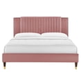 thumbnail image 4 of Modway Zahra Channel Tufted Velvet Twin Platform Bed in Dusty Rose, 4 of 8