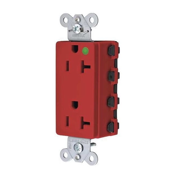 Straight Blade Receptacle, 5-20R, 20 A, 125V AC, 2 Pole, 3 Wire, Flush Mount, Grounded