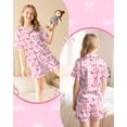 thumbnail image 7 of Girls Pajamas Silk PJS Set Pink Bow Satin Sleepwear Short Sleeve Jammies for Kids Button-Down Nightwear size 7-14, 7 of 7