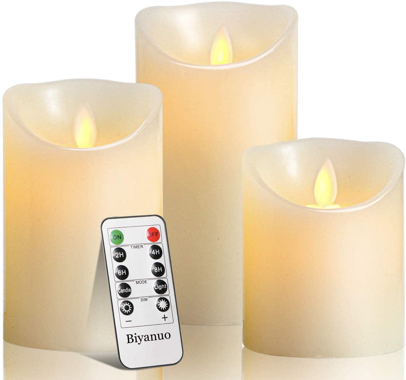 LED Flameless Candles Moving Flickering Flame W/ Remote Control Timer Wax Column 