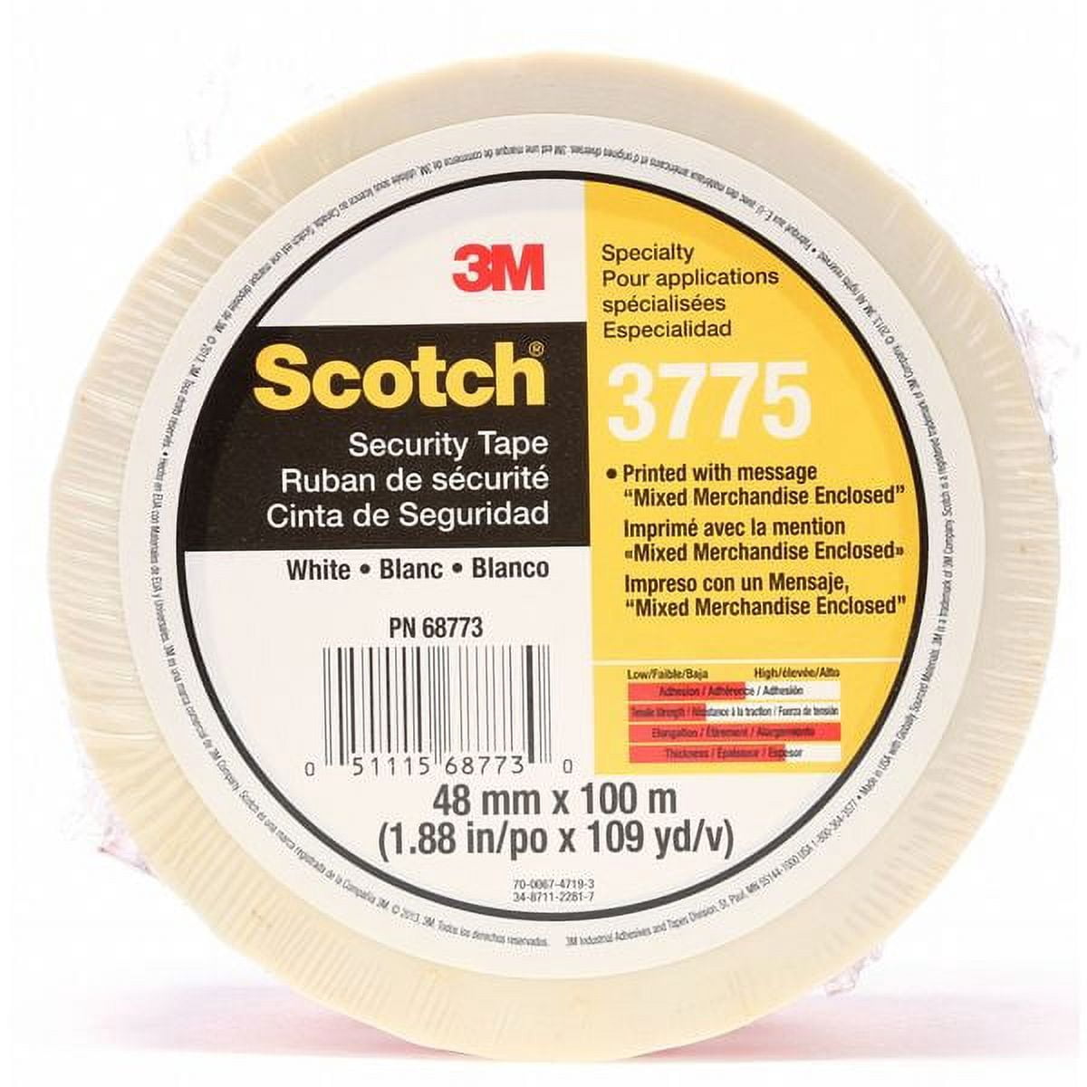 Scotch Carton Tape,Red on White,48mm x 100m 3775