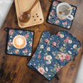 thumbnail image 5 of Pioneer Flower Kitchen Oven Mitt and Pot Holder Sets 4 Pcs for Baking, Cooking and Grilling, Heat Resistant Up To 392 °F, 5 of 7