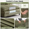 thumbnail image 4 of Aukfa 65" Oversized Chaise Adjustable Backrest Sofa Chair Bed, Dual Layer Cushions, Corduroy, Green, 4 of 9