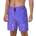 thumbnail image 1 of Balery Purple Glitter Bañador para hombre, shorts de playa de secado rápido con entrepierna y forro de compresión-Small, 1 of 6
