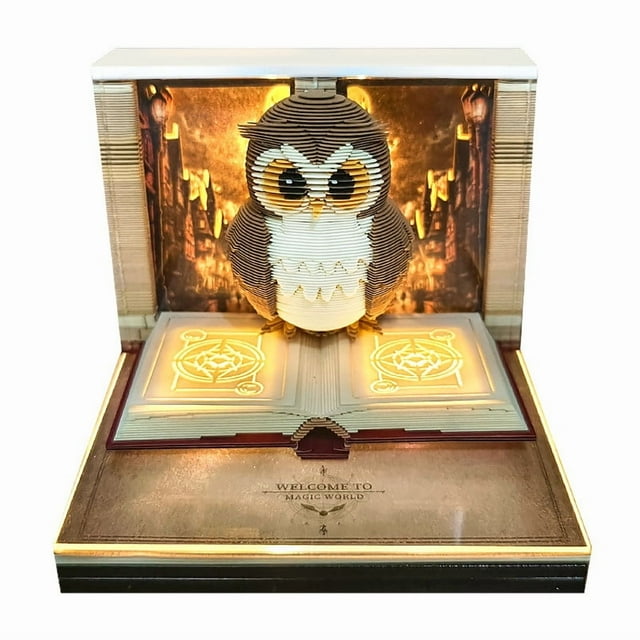 SDNall The Office Calendar, Calendar 2026 Time Piece Calendar with 52 Weekly Calendars for 2026 Book and Cute Owl Paper Carving Art Note Book Suitable for Room and Office Desktop
