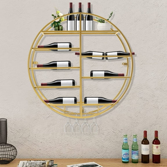 Miumaeov Wine Glass Rack Wall Mounted Round Wine Glass Goblet Holder Metal Hanging Wine Rack for Bar Kitchen