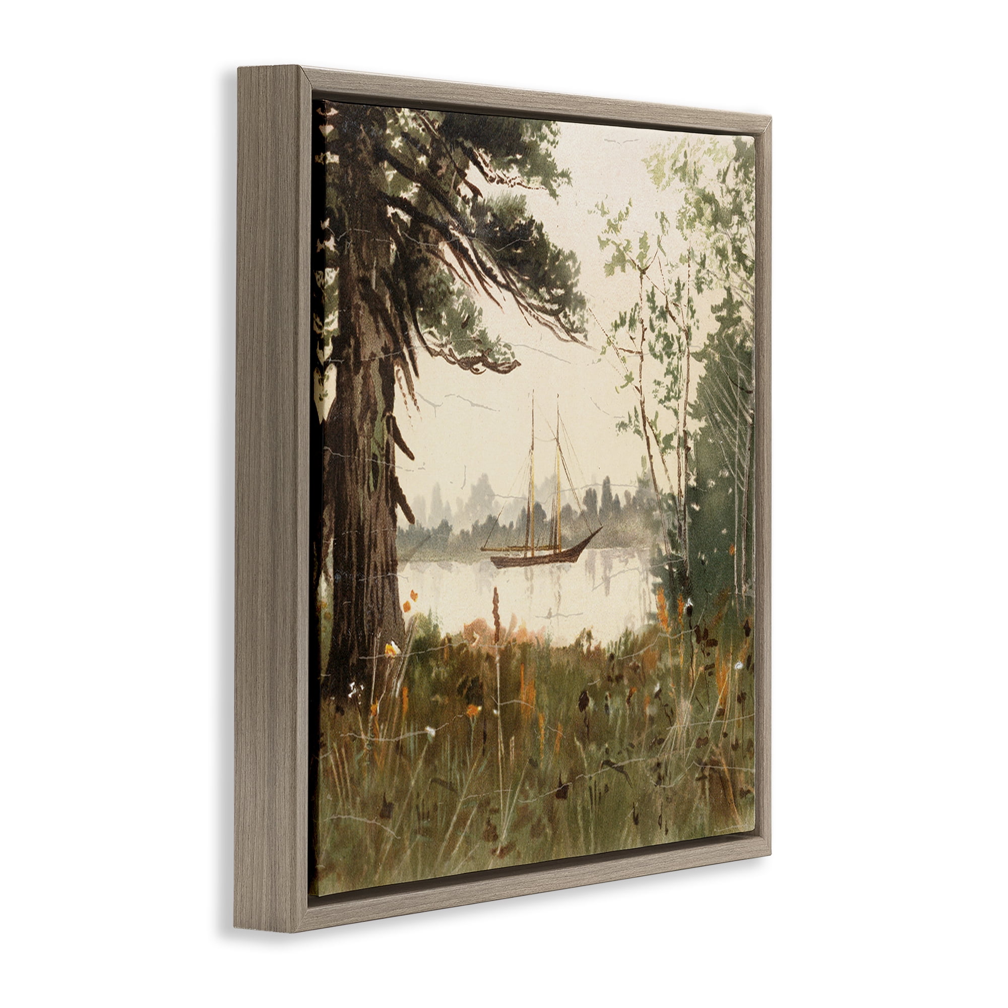 Stupell Industries Boating View Through Trees Brown Framed Floater Canvas Wall Art, design by Lula Bijoux & co.