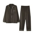 thumbnail image 1 of Pitauce Womens Satin Pajama Set Button Down Soft Loungewear Long Sleeve Pjs Sleepwear with Pockets, 1 of 3