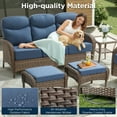 thumbnail image 7 of Unnifurnzi Outdoor Wicker Couch-All Weather Rattan 3 Seater Patio Couch with 6'' Thick Cushions High Back Outdoor Sofa for Deck Lawn Porch Balcony Poolside-Brown/Blue, 7 of 7