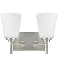 thumbnail image 4 of Aspen Creative 62113, Two-Light Metal Bathroom Vanity Wall Light Fixture, 12 1/2" Wide, Transitional Design in Brushed Steel with Etched White Glass Shade, 4 of 6