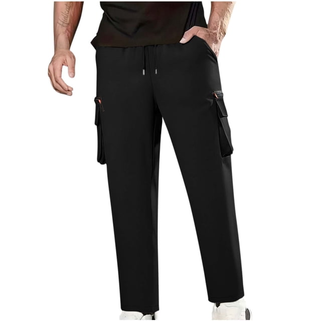 Straight Leg Pants for Men Workwear Protection Casual Multi Pocket Pants Full Length Polyester