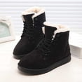 thumbnail image 2 of Gyexs Snow Boots for Women Furry Lined Low Heel Suede Leather Lace up Boot Casual Comfort on Winter Short Boot Wide Calf Women's Ankle Boots & Booties, Black, Size 5.5, 2 of 4