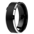 thumbnail image 2 of Tungsten Wedding Band Ring 8mm Men's Engagement Black and Silver Two-tone Brushed Center, 2 of 4