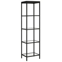HomeRoots 70" Black Metal And Glass Four Tier Standard Bookcase