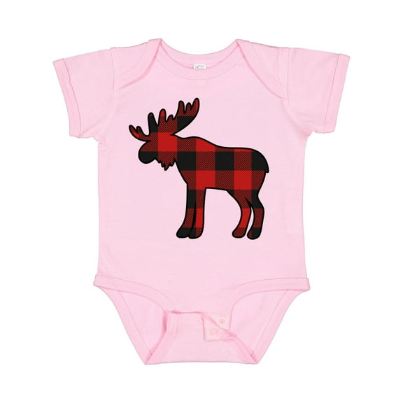 Inktastic Moose Silhouette Plaid Boys or Girls Baby Bodysuit