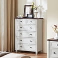 thumbnail image 3 of Joaxswe Farmhouse 4-Piece Bedroom Set: 54" Dresser, 43.5" Chest, 2 Nightstands with Charging Station, Wood Furniture for Living Room Hallway, White, 3 of 9